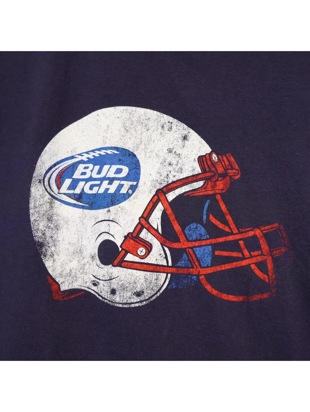 Bud Light Blue Short Sleeve T-Shirt Men XL Football Helmet